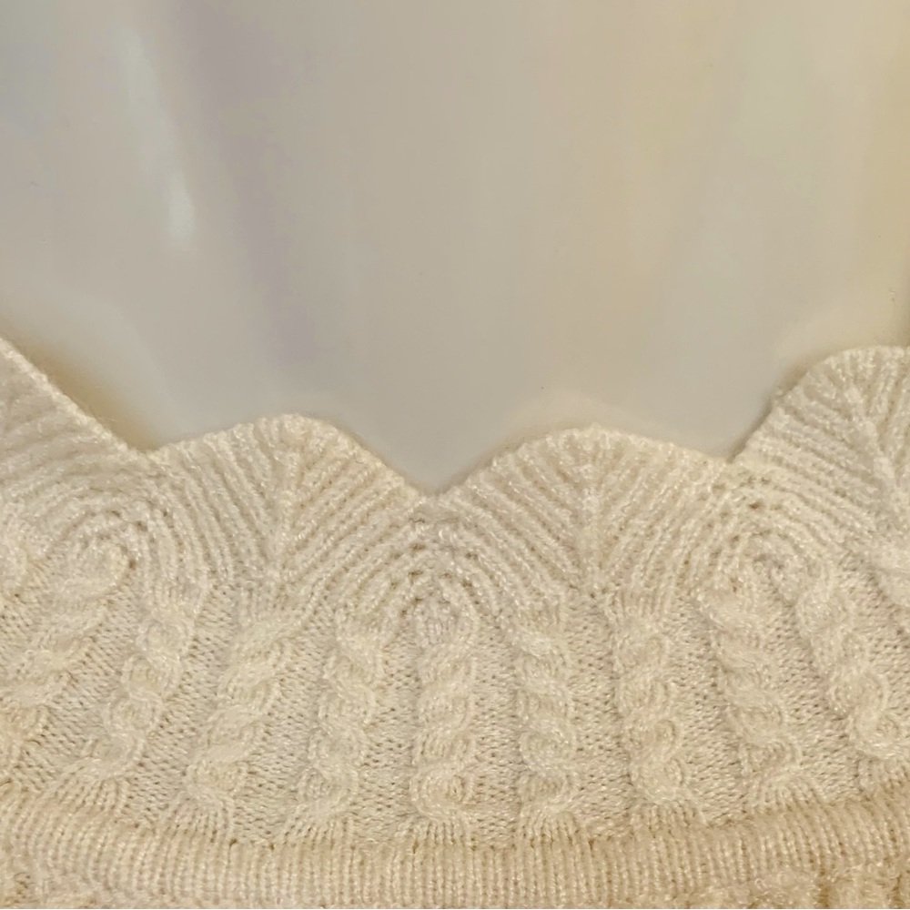 LUXURY Sweater Feminine Lefix Knit Top Ivory Cream SOFT Stretch Women's XS 0 2 - Picture 6 of 8